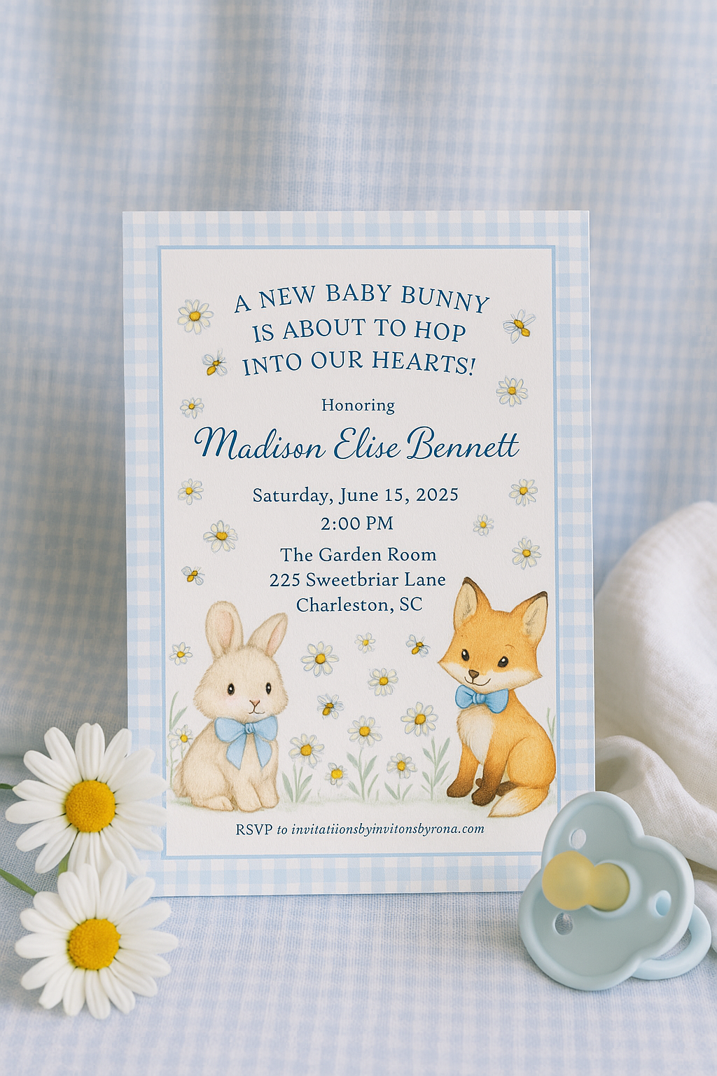 Baby Bunny Invitation - Pink